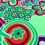 Tela Punto de Licra Estampado "Splash" Verde, Morado y Naranja - Imagen 2
