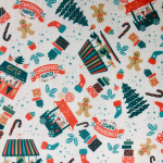 Tela para Patchwork Navidad Galleta Jengibre Aguamarina