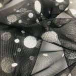 Tela de fiesta Tul Fantasía Lunares Plata