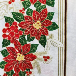 Mantel de Hule de Tela Resinado Navidad Flor de Pascua Blanco