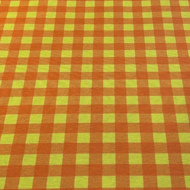 unnamed (34) Mantel de Hule Tela Resinada Impermeable Antimanchas Cuadros de Vichy Naranja y Amarillo - Imagen 1