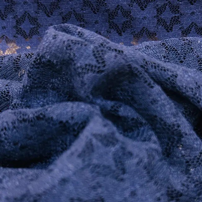 unnamed (32) Tela de Encaje Estrellas Azul Marino - Imagen 1